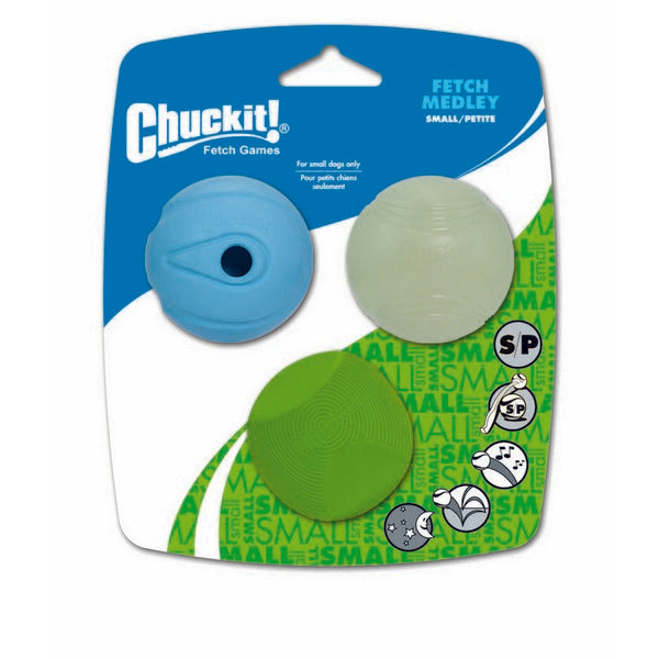 Chuckit Fetch Medley 3 Pack Assorted Small 4.8cm