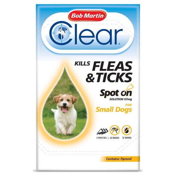 BM Clear Flea Clear Spot On for Small Dogs (3 Pipettes)